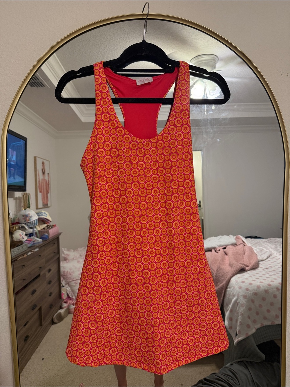 Pink Lily Active Dress in Pink & Orange Geometric Floral
